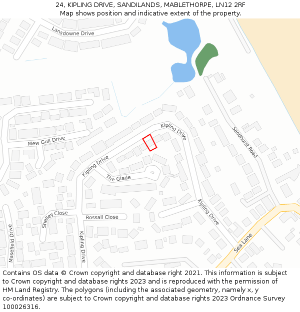 24, KIPLING DRIVE, SANDILANDS, MABLETHORPE, LN12 2RF: Location map and indicative extent of plot