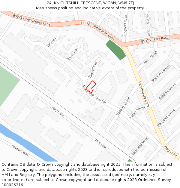 24, KNIGHTSHILL CRESCENT, WIGAN, WN6 7EJ: Location map and indicative extent of plot