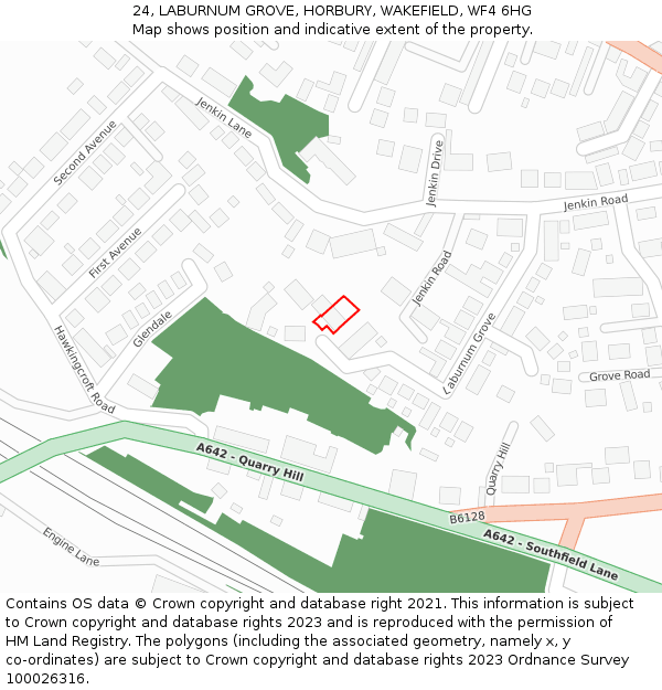 24, LABURNUM GROVE, HORBURY, WAKEFIELD, WF4 6HG: Location map and indicative extent of plot