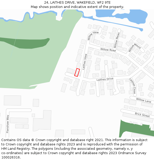 24, LAITHES DRIVE, WAKEFIELD, WF2 9TE: Location map and indicative extent of plot