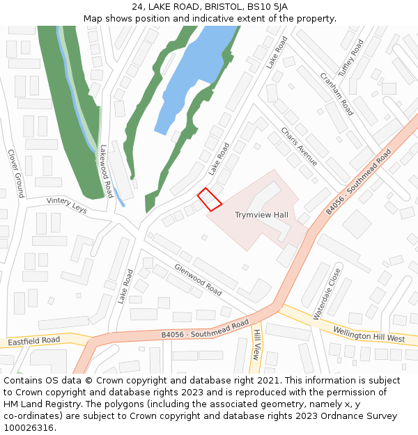 24, LAKE ROAD, BRISTOL, BS10 5JA: Location map and indicative extent of plot