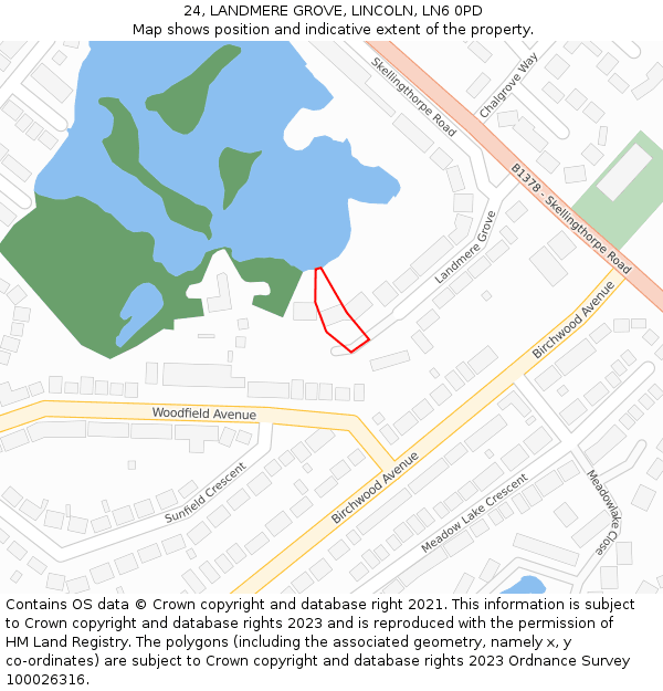 24, LANDMERE GROVE, LINCOLN, LN6 0PD: Location map and indicative extent of plot