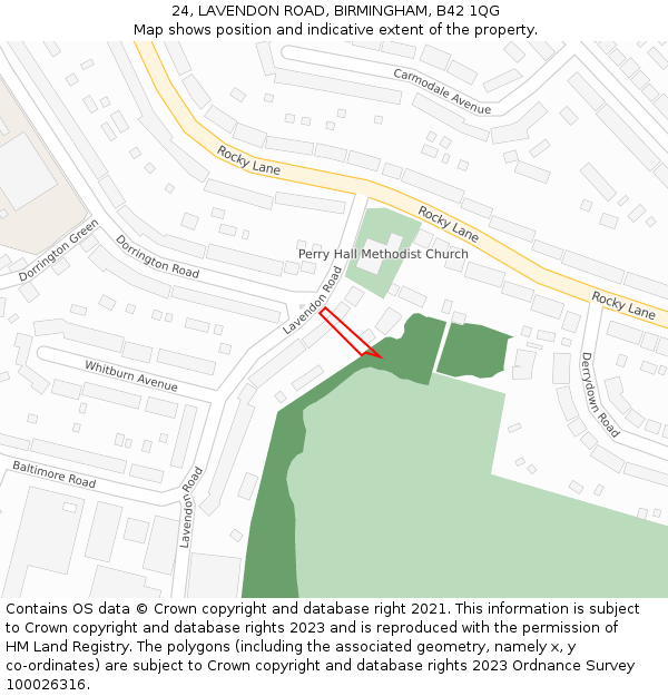 24, LAVENDON ROAD, BIRMINGHAM, B42 1QG: Location map and indicative extent of plot