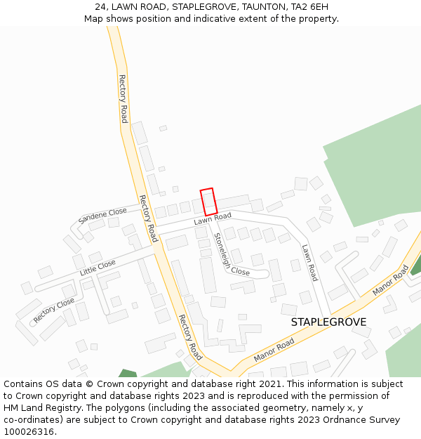 24, LAWN ROAD, STAPLEGROVE, TAUNTON, TA2 6EH: Location map and indicative extent of plot