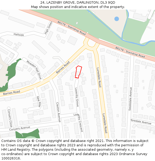 24, LAZENBY GROVE, DARLINGTON, DL3 9QD: Location map and indicative extent of plot