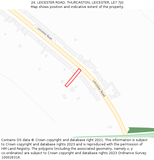 24, LEICESTER ROAD, THURCASTON, LEICESTER, LE7 7JG: Location map and indicative extent of plot