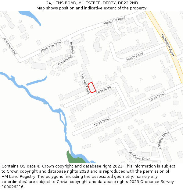 24, LENS ROAD, ALLESTREE, DERBY, DE22 2NB: Location map and indicative extent of plot