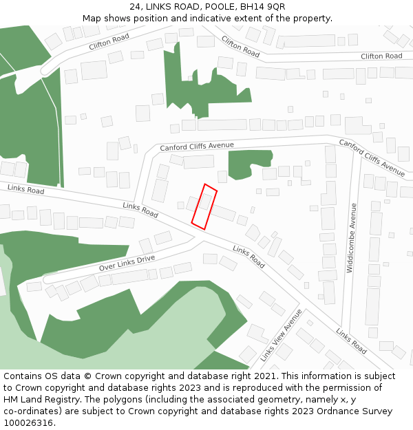 24, LINKS ROAD, POOLE, BH14 9QR: Location map and indicative extent of plot