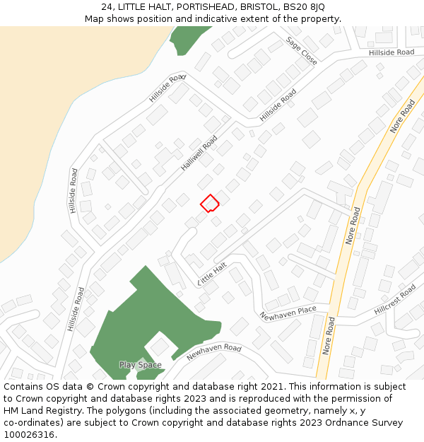 24, LITTLE HALT, PORTISHEAD, BRISTOL, BS20 8JQ: Location map and indicative extent of plot