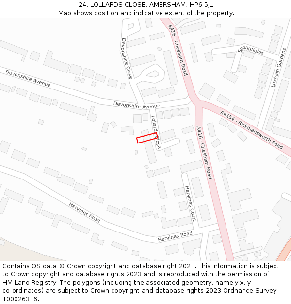 24, LOLLARDS CLOSE, AMERSHAM, HP6 5JL: Location map and indicative extent of plot