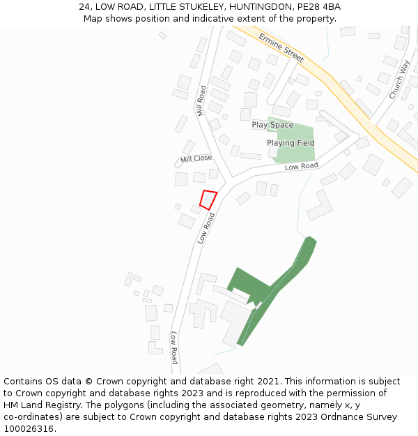 24, LOW ROAD, LITTLE STUKELEY, HUNTINGDON, PE28 4BA: Location map and indicative extent of plot