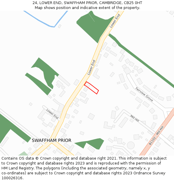 24, LOWER END, SWAFFHAM PRIOR, CAMBRIDGE, CB25 0HT: Location map and indicative extent of plot