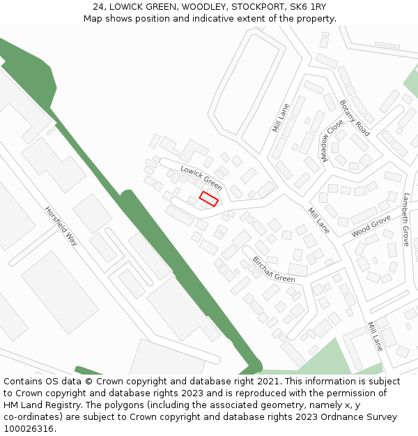 24, LOWICK GREEN, WOODLEY, STOCKPORT, SK6 1RY: Location map and indicative extent of plot