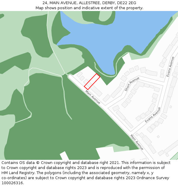 24, MAIN AVENUE, ALLESTREE, DERBY, DE22 2EG: Location map and indicative extent of plot