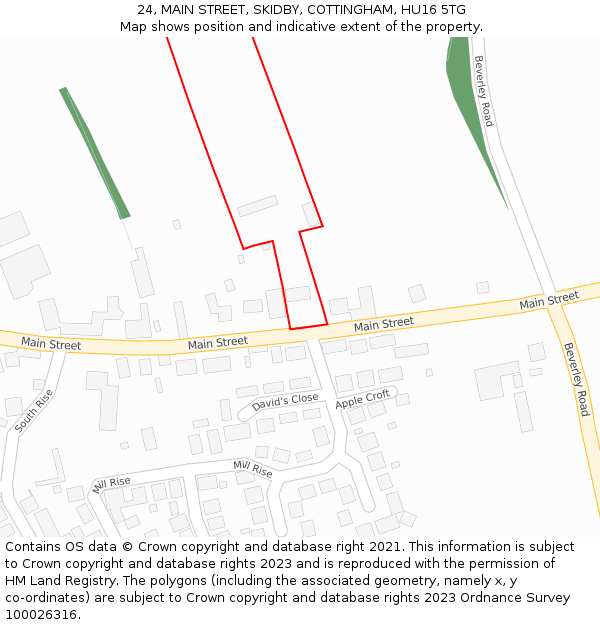 24, MAIN STREET, SKIDBY, COTTINGHAM, HU16 5TG: Location map and indicative extent of plot