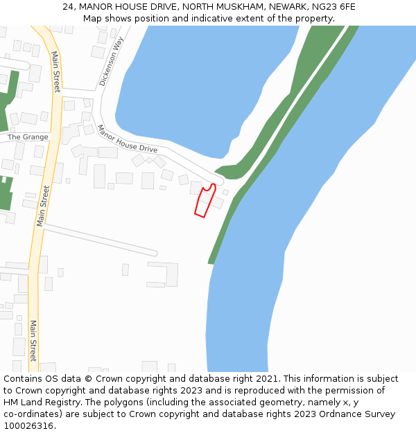 24, MANOR HOUSE DRIVE, NORTH MUSKHAM, NEWARK, NG23 6FE: Location map and indicative extent of plot