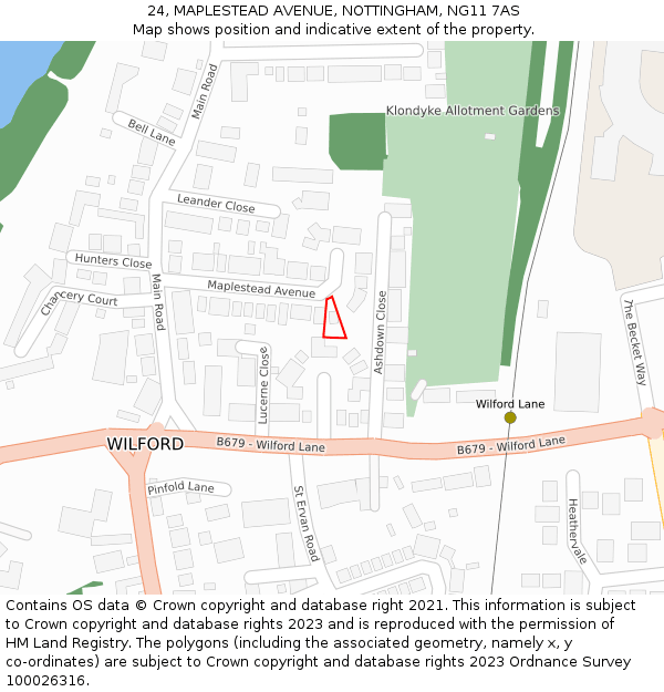 24, MAPLESTEAD AVENUE, NOTTINGHAM, NG11 7AS: Location map and indicative extent of plot