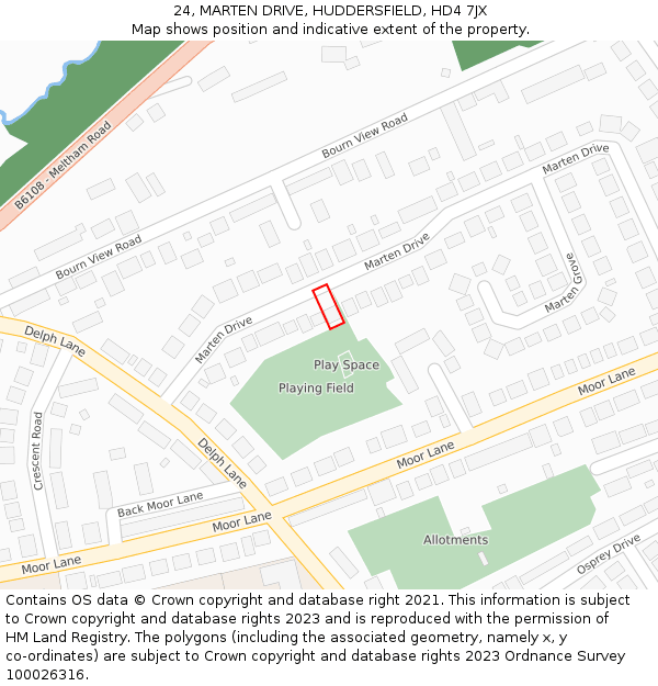 24, MARTEN DRIVE, HUDDERSFIELD, HD4 7JX: Location map and indicative extent of plot