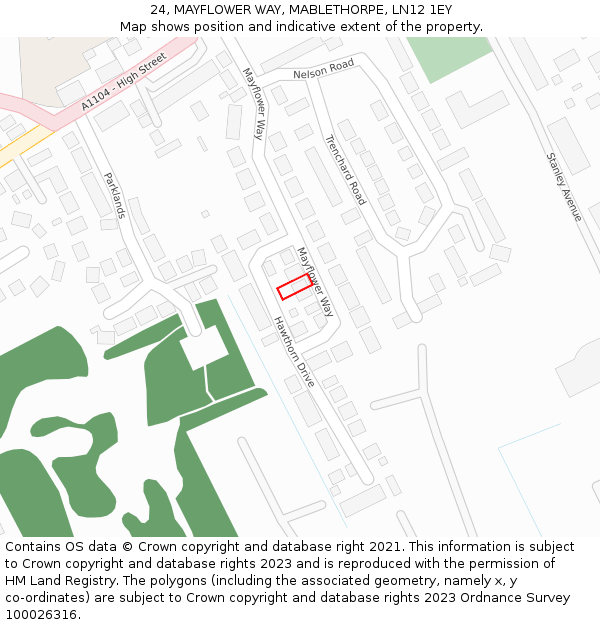 24, MAYFLOWER WAY, MABLETHORPE, LN12 1EY: Location map and indicative extent of plot