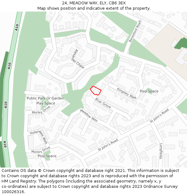 24, MEADOW WAY, ELY, CB6 3EX: Location map and indicative extent of plot