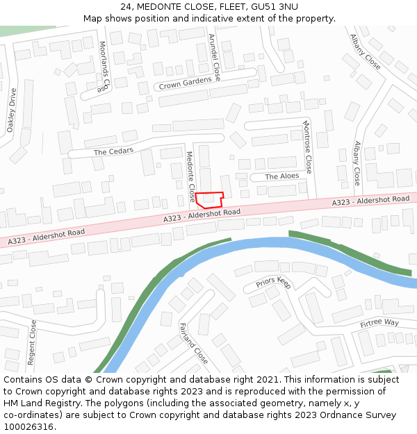 24, MEDONTE CLOSE, FLEET, GU51 3NU: Location map and indicative extent of plot