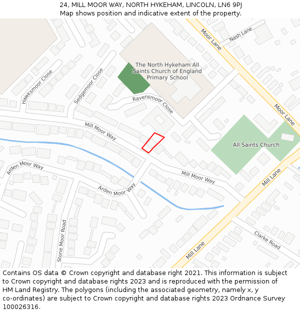 24, MILL MOOR WAY, NORTH HYKEHAM, LINCOLN, LN6 9PJ: Location map and indicative extent of plot