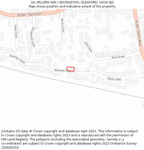 24, MILLERS WAY, HECKINGTON, SLEAFORD, NG34 9JG: Location map and indicative extent of plot