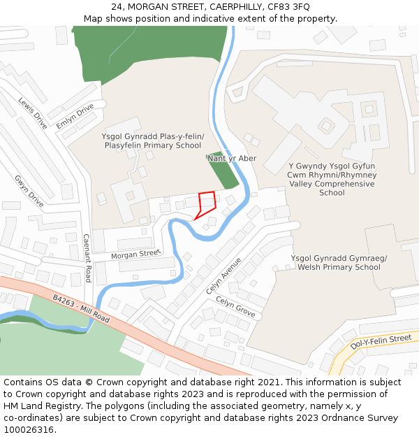 24, MORGAN STREET, CAERPHILLY, CF83 3FQ: Location map and indicative extent of plot