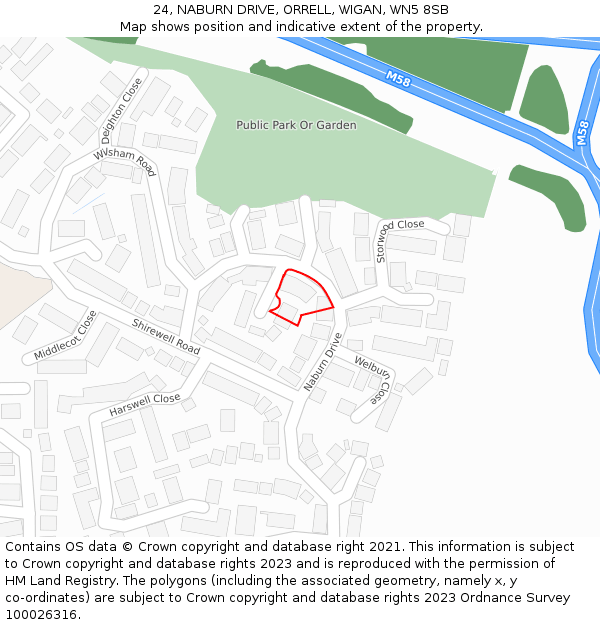 24, NABURN DRIVE, ORRELL, WIGAN, WN5 8SB: Location map and indicative extent of plot