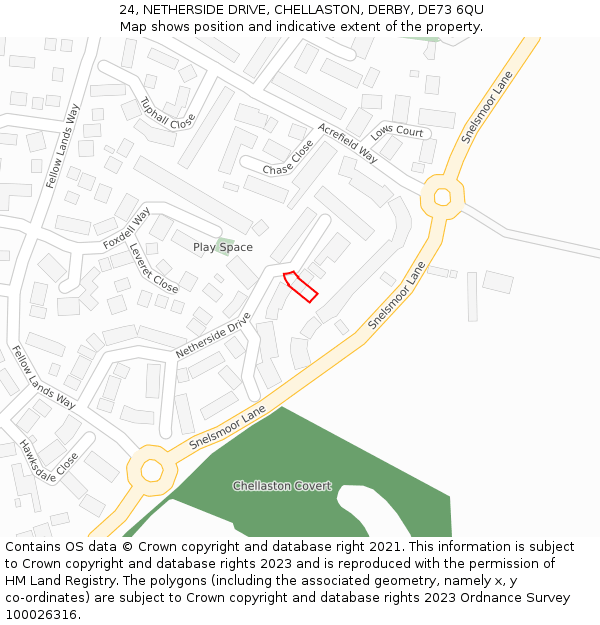 24, NETHERSIDE DRIVE, CHELLASTON, DERBY, DE73 6QU: Location map and indicative extent of plot