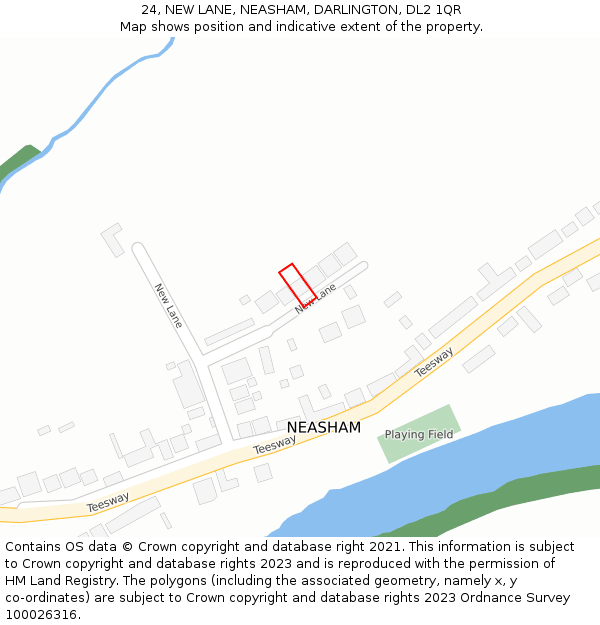 24, NEW LANE, NEASHAM, DARLINGTON, DL2 1QR: Location map and indicative extent of plot