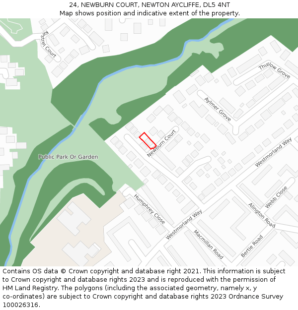 24, NEWBURN COURT, NEWTON AYCLIFFE, DL5 4NT: Location map and indicative extent of plot