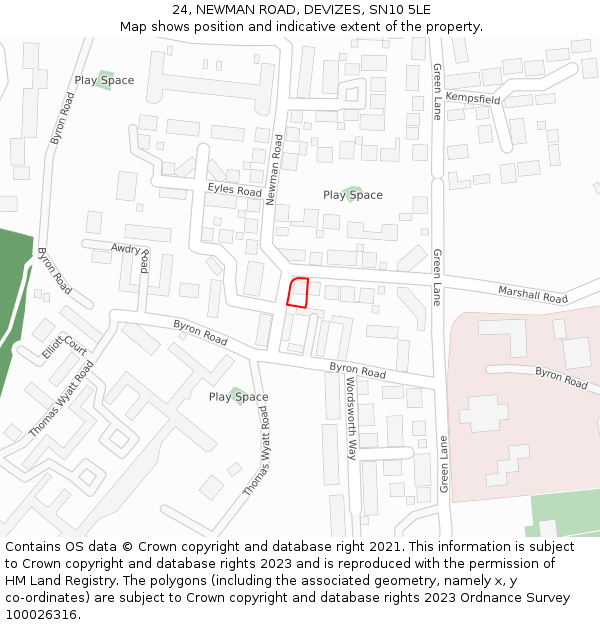 24, NEWMAN ROAD, DEVIZES, SN10 5LE: Location map and indicative extent of plot