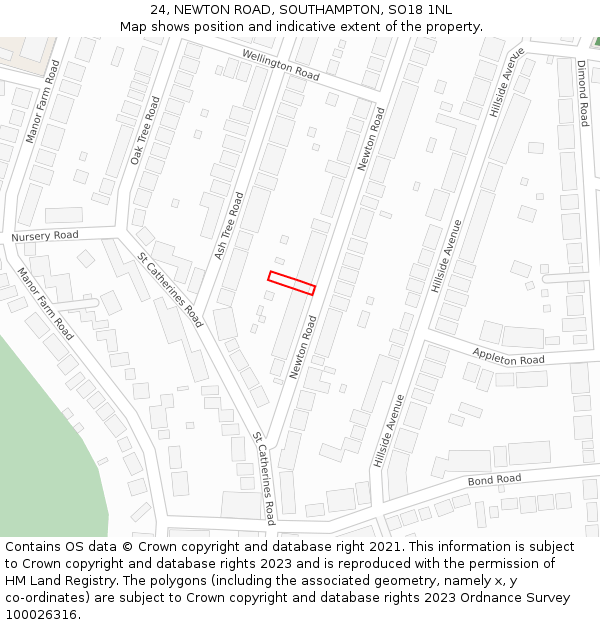 24, NEWTON ROAD, SOUTHAMPTON, SO18 1NL: Location map and indicative extent of plot