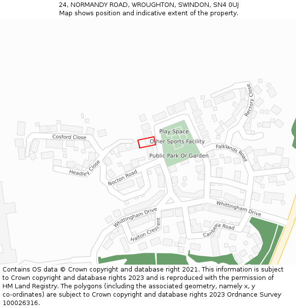 24, NORMANDY ROAD, WROUGHTON, SWINDON, SN4 0UJ: Location map and indicative extent of plot