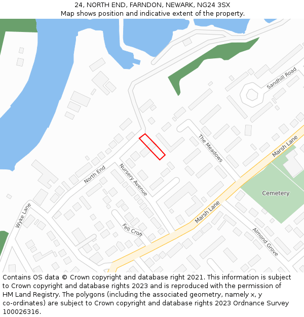 24, NORTH END, FARNDON, NEWARK, NG24 3SX: Location map and indicative extent of plot
