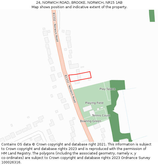 24, NORWICH ROAD, BROOKE, NORWICH, NR15 1AB: Location map and indicative extent of plot