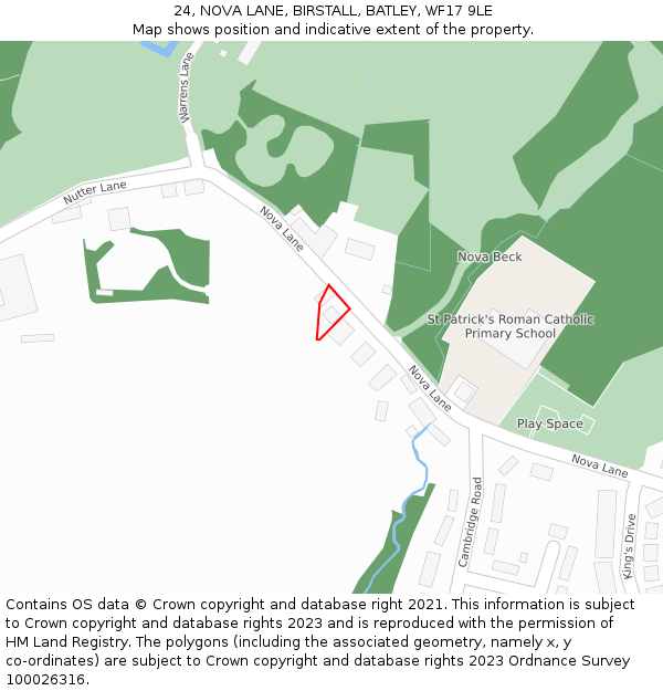 24, NOVA LANE, BIRSTALL, BATLEY, WF17 9LE: Location map and indicative extent of plot