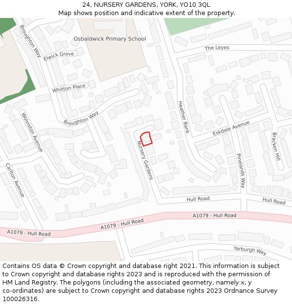 24, NURSERY GARDENS, YORK, YO10 3QL: Location map and indicative extent of plot