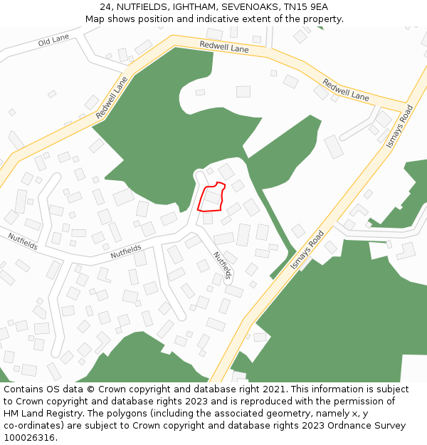 24, NUTFIELDS, IGHTHAM, SEVENOAKS, TN15 9EA: Location map and indicative extent of plot