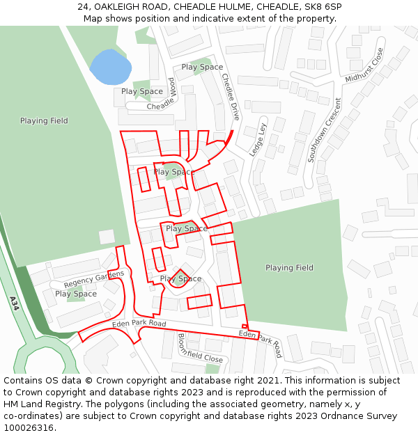 24, OAKLEIGH ROAD, CHEADLE HULME, CHEADLE, SK8 6SP: Location map and indicative extent of plot