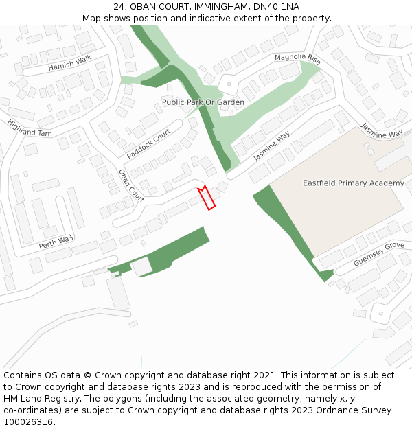 24, OBAN COURT, IMMINGHAM, DN40 1NA: Location map and indicative extent of plot