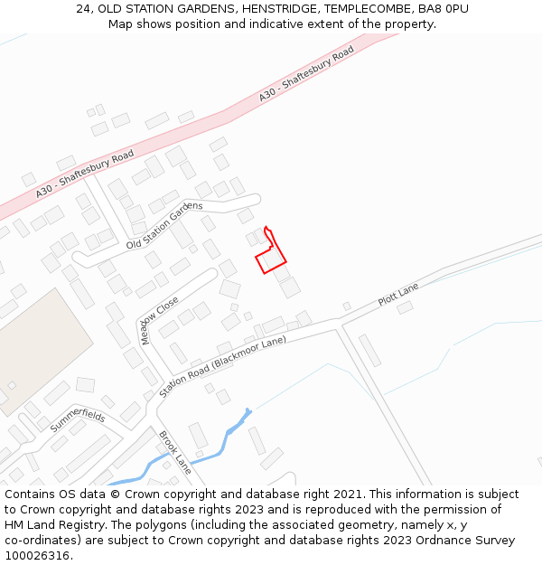 24, OLD STATION GARDENS, HENSTRIDGE, TEMPLECOMBE, BA8 0PU: Location map and indicative extent of plot