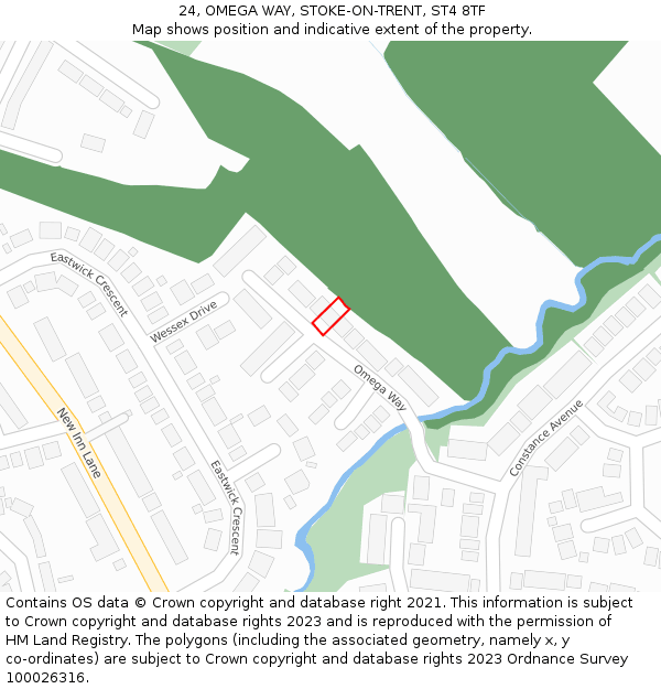 24, OMEGA WAY, STOKE-ON-TRENT, ST4 8TF: Location map and indicative extent of plot