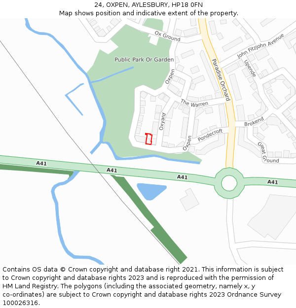 24, OXPEN, AYLESBURY, HP18 0FN: Location map and indicative extent of plot