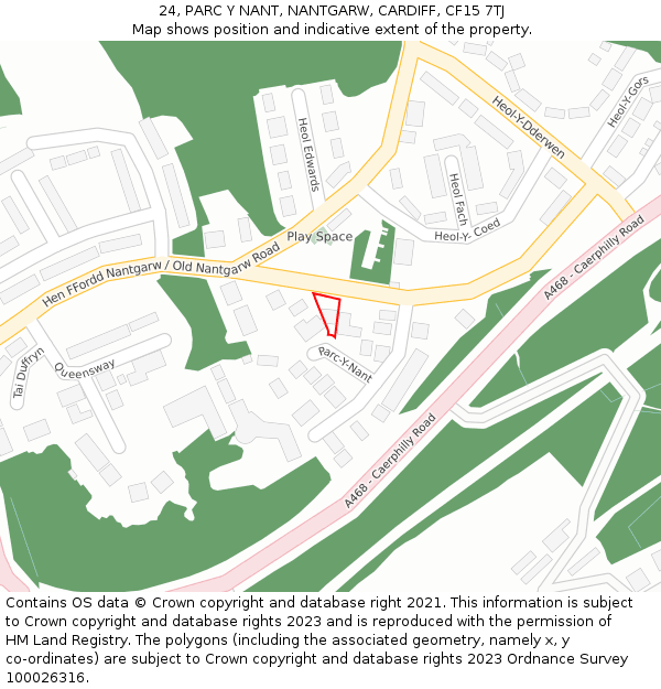 24, PARC Y NANT, NANTGARW, CARDIFF, CF15 7TJ: Location map and indicative extent of plot