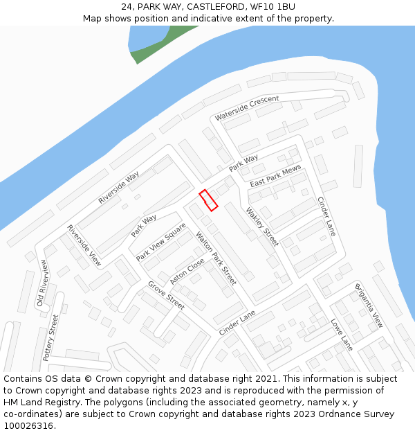 24, PARK WAY, CASTLEFORD, WF10 1BU: Location map and indicative extent of plot