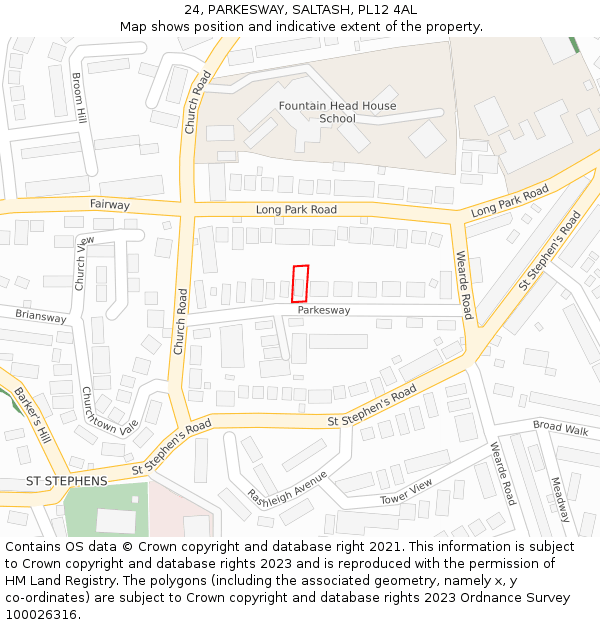 24, PARKESWAY, SALTASH, PL12 4AL: Location map and indicative extent of plot