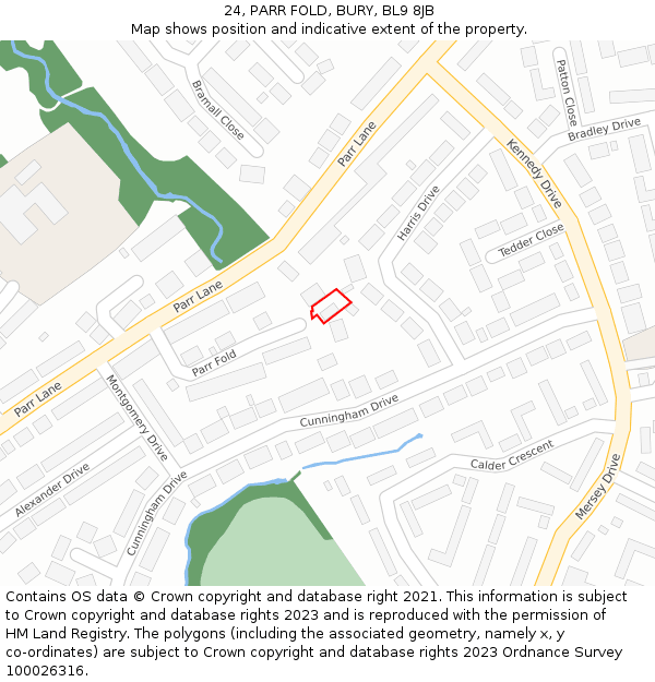 24, PARR FOLD, BURY, BL9 8JB: Location map and indicative extent of plot