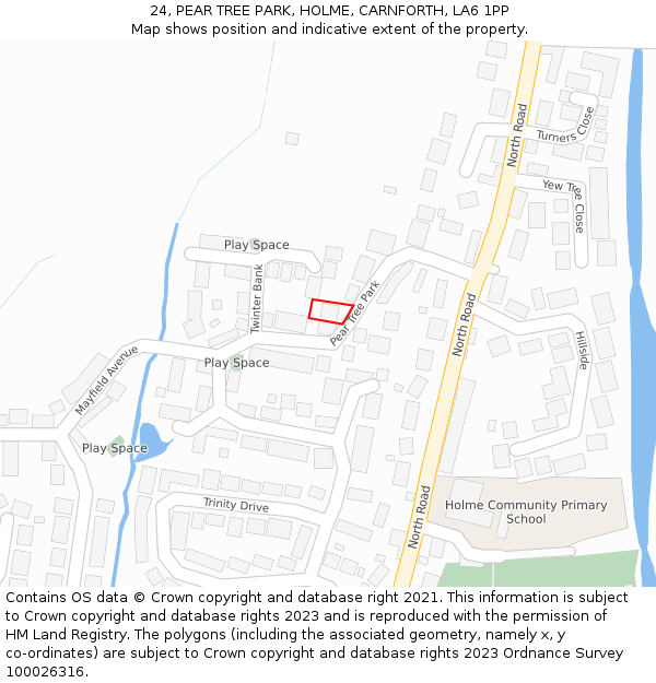 24, PEAR TREE PARK, HOLME, CARNFORTH, LA6 1PP: Location map and indicative extent of plot